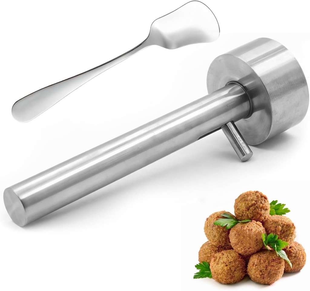 Stainless Steel Meatball & Falafel Maker Scoop, Non-Sticky Tool With Cream Spoon, Easy Scoop & Drop