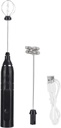 Electric Milk Frother Handheld Electric Foam Maker Detachable Stainless Steel Whisk Drink Mixer Foamer USB Charging 3 Speed Egg Beater Handheld Mixer Household Supplies/785 (Color : Black)