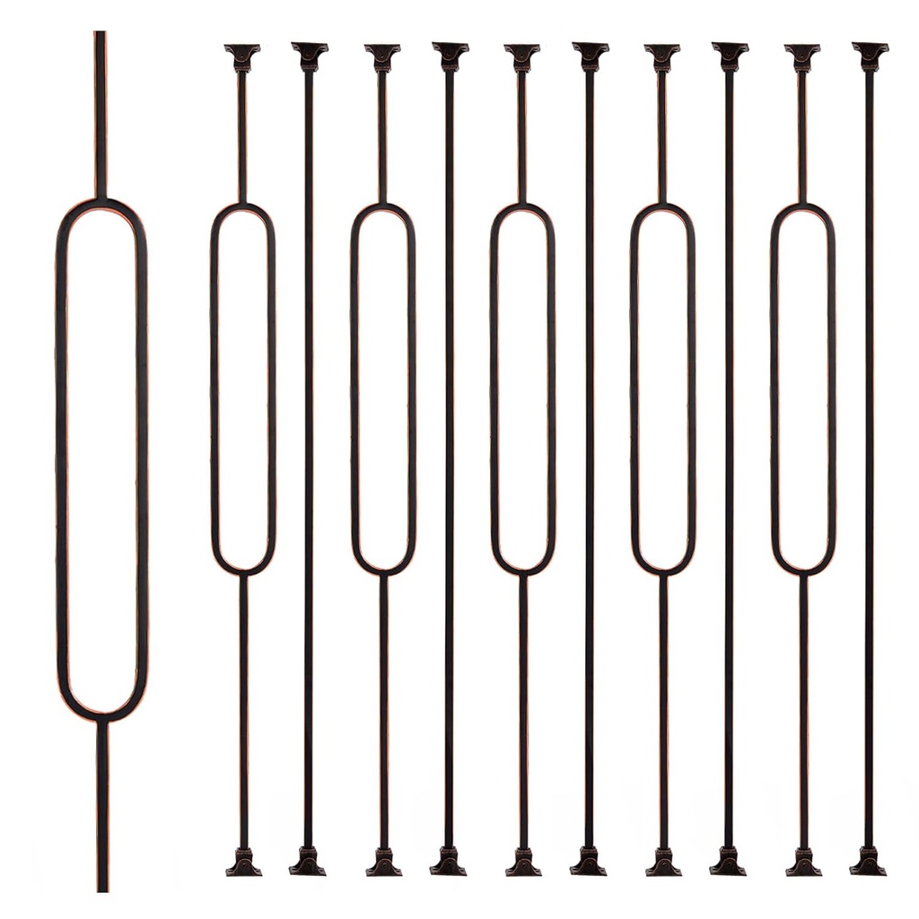 Metal Staircase Balusters Metallic Color Railing with Shine 1/2inch x 44inch Plain Iron Balusters and Single Oval with Swivel Shoes (Oil Rubbed Copper, Oval Series 10pk)