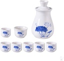 Sake Cup White Ceramic Sake Set Handicraft Sake Cup Cold/Hot/Tea/Sake Cup Sake Set Blue Lotus Small Sake Cup Wine Bottle Sake Pots