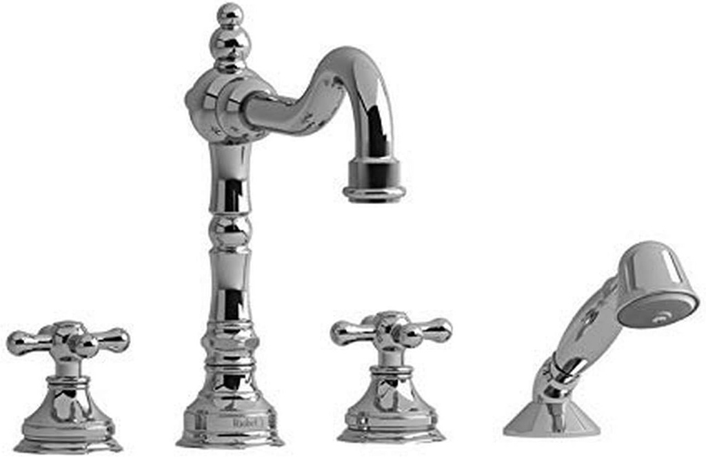Riobel RT12+C 4-Piece Deck-Mount tub Filler with Hand Shower, Chrome