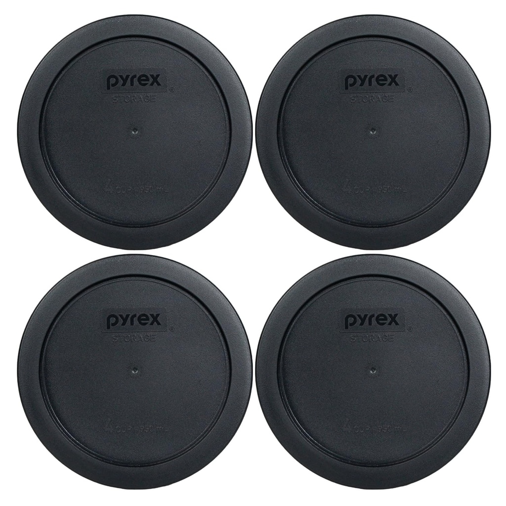 Pyrex 7201-PC Black Replacement Food Storage Lid Covers - 4 Pack