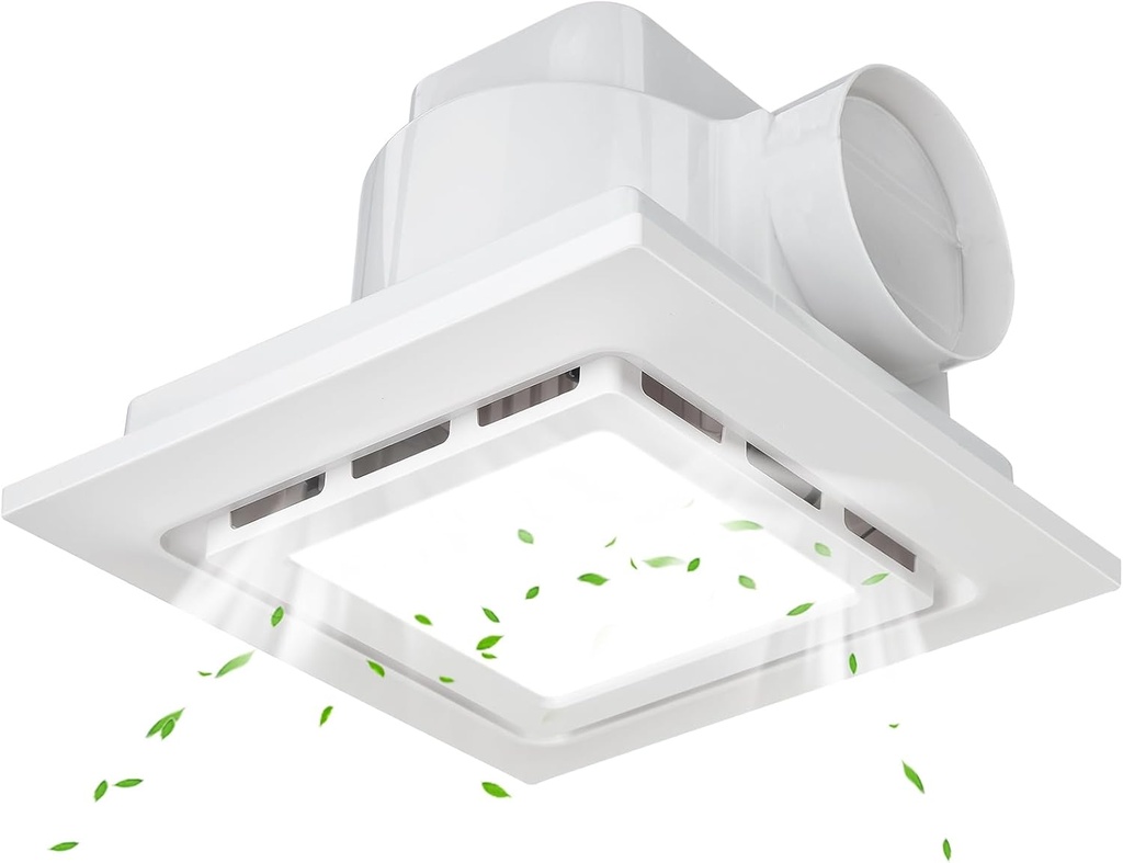 Bathroom Exhaust Fan with Light, Ultra Quiet Ventilation Fan Combo 1.0 Sone 130CFM, 10x10 Ceiling Bath Fan with 1500LM LED Light for Bathroom, Fits 8.3"x8.3" Opening (3-Color)