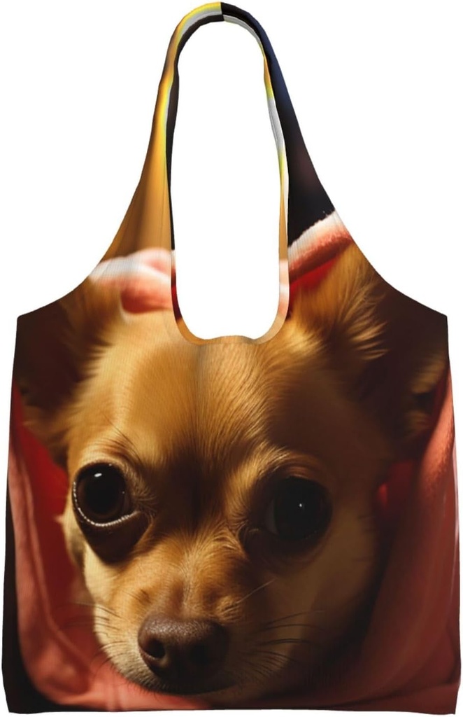 Depressed Chihuahua Canvas Tote Bag Reusable Grocery Bags Shopping Bags Large Canvas Bags with Handles