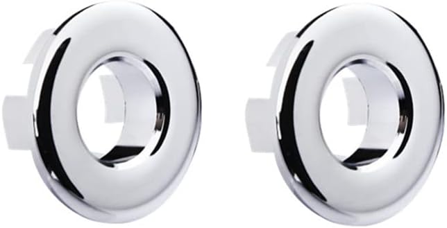 2 Pack Sink Overflow Ring Chrome Bathroom Vanity Sink Overflow Cover Insert in Round Trim Cap Brass Material