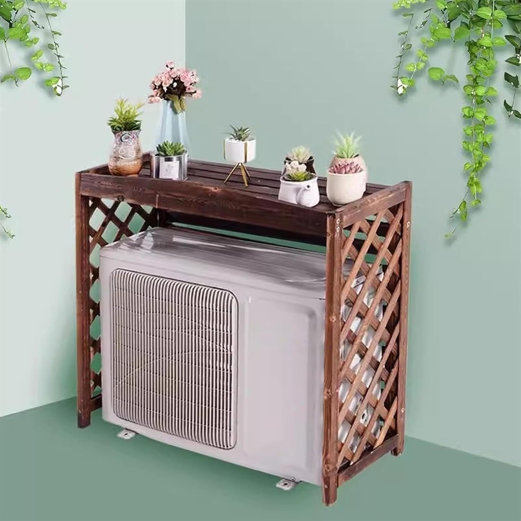 Wooden Air Conditioner Fence Screen Air Conditioning Covers Outdoor, Wooden Air Conditioning Cover, Shelf Decoration Rack, Air Conditioner Flower Stand Privacy Screen ( Size : L110 X W50 X H85cm )