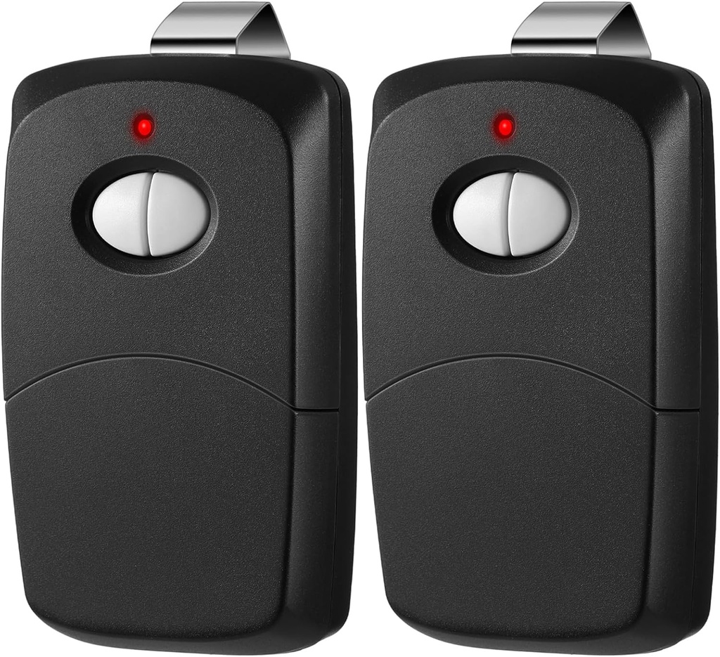 Kingdder 2 Pcs Two Button Gate Remote Control Compatible with Linear Multicode 10 Dip Switch Garage Door Remote Opener 3089 3060 3070 3083 300mhz, Control 2 Different Doors Simultaneously (Black)