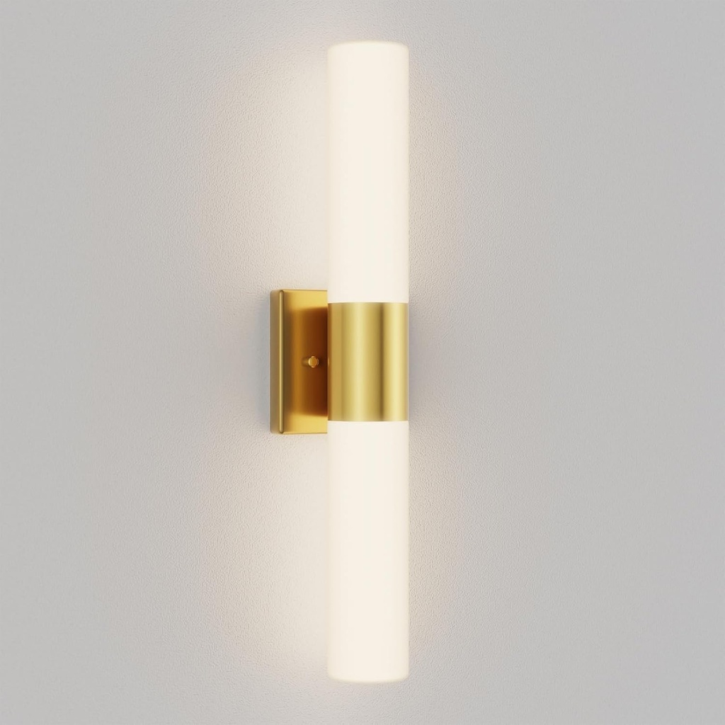 Kalium Bathroom Wall Sconce Fixture, 21 Inch Modern Vanity Lights with Frosted Glass Shade, Indoor Sconces Lighting Wall Decor Lamps for Bathrooms Living Room Stairs Bedroom (Gold)