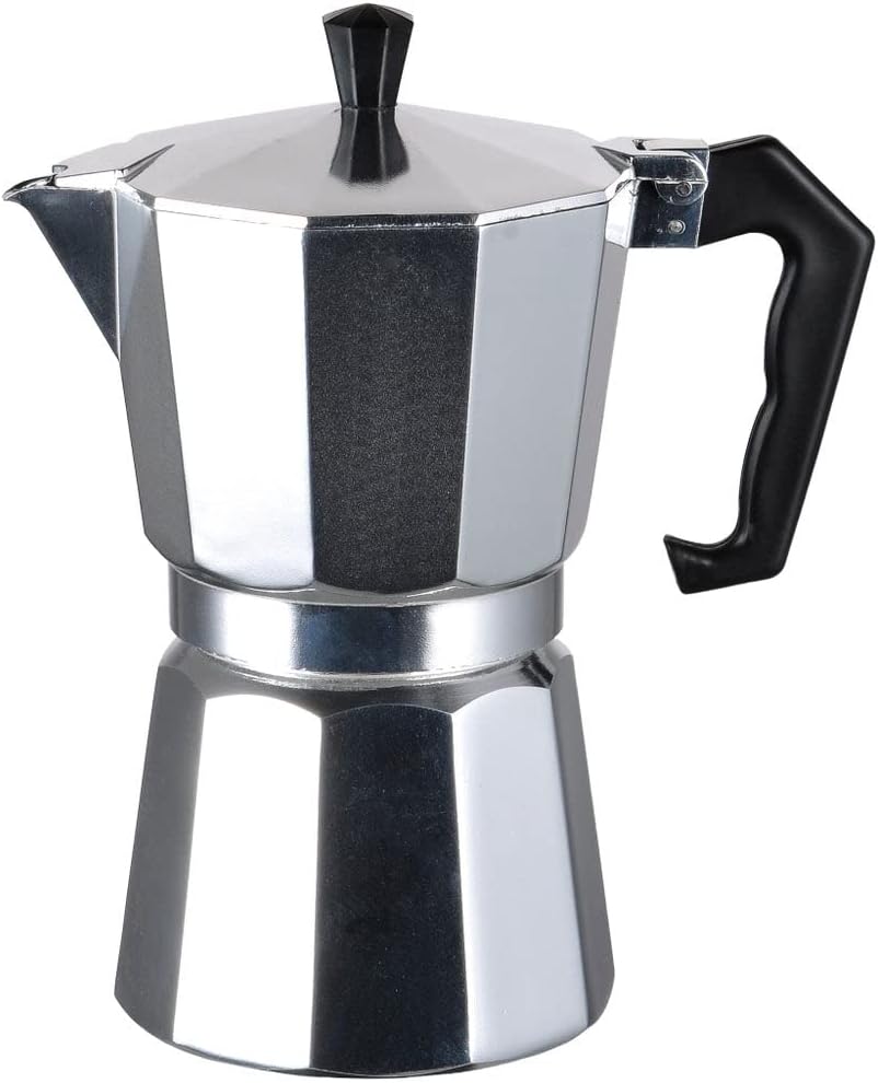 J&V TEXTILES Stovetop Espresso and Coffee Maker, Moka Pot for Classic Italian and Cuban Café Brewing, Cafeteria, (12-Cup)