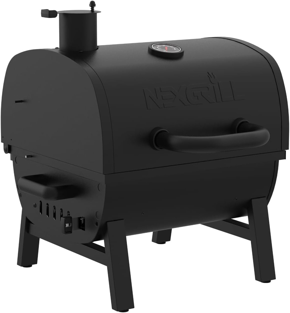 Nexgrill 17.5" Portable Charcoal Grill with Adjustable Chimney Vent, 248 SQ. In Cooking Area, Table Top Grill for Camping, Outdoor Cooking, Patios, and More – 820-0258