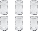 Talavera Premium Acrylic Drinkware Indoor/Outdoor, Tumbler, Clear, 18oz, Set of 6
