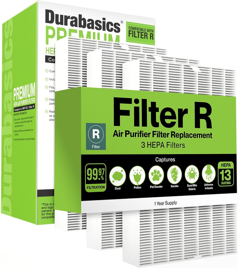 Durabasics 3 Pack of HEPA Filters Compatible with Honeywell Air Purifier Replacement Filters, Replacement for Honeywell Filter R, HEPA Filter R, HPA300, HPA 300 & HRF-R3