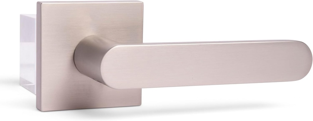 Chrystie Interior Door Lever, Heavy Duty Door Handle, Modern Locks, Dummy Handle for Double Door Closets & Decorative Interior Doors, Satin Nickel (Dummy - 2 Pack)