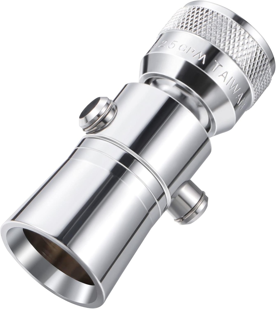 Enhon 2 Setting Pivoting Single Spray Shower Head with Shut Off Valve Replacement for 52652-PK Compatible with Delta Shower 2.5 GPM Brass Water Saving Shower Head Chrome 1" Diameter Spray Face (1 Set)