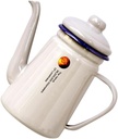 PRETYZOOM Enamel Coffee Kettle 1100ml Heavy-Duty Camping Pot Elegant Pour-Over Design Food-Grade Enameled Steel for Home and Outdoor Use