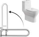 28 Inch Toilet Grab Bar Flip Up Aluminum Handicap Rails Grab Bars Load Capacity of 100 kg 220 lbs Toilet Rail Bathroom U Shaped and Wall Mount Safety for Pregnant Injured Patients 28 in Silver