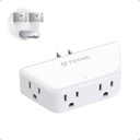 TROND Outlet Extender Surge Protector - Multi Plug Wall Outlet with 4 Grounded Sockets, 3 Way Angled Plug Adapter, 900J, Electrical Wall Splitter for Home Office Travel Dorm Room, White