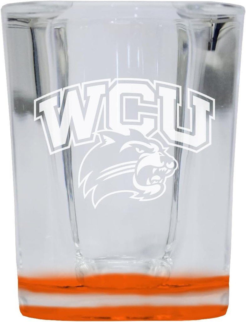 R and R Imports Western Carolina University 2 Ounce Engraved Shot Glass Square Orange Base Officially Licensed Collegiate Product 2-Pack