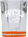 R and R Imports Western Carolina University 2 Ounce Engraved Shot Glass Square Orange Base Officially Licensed Collegiate Product 2-Pack