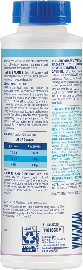 CLOROX Pool&Spa 10018CSP Spa PH Up Pool Balancer, 18 oz.