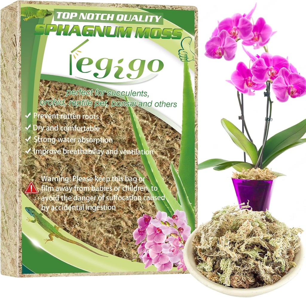 Legigo 3.5oz Premium Sphagnum Moss Potting Mix- 4 QT Natural Succulent Carnivorous Plants Moss Dried, Plant Growing Medium for Orchid Succulent Sarracenia Orchid Gardening Plants Reptiles