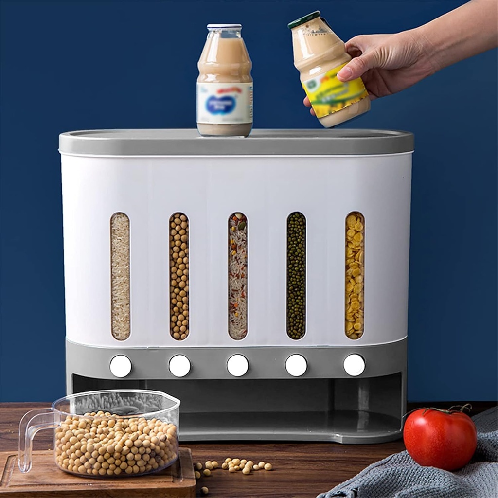Dry Food Dispensers, Food Dispenser, Rice Dispensers, Grain Dispensers, Cereal Dispensers Saving Space for Home Kitchen (Style F)