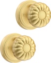 Asidrama 2 Pack Privacy Gold Door Knob with Lock, Brush Gold Door Knobs Interior for Bedroom or Bathroom, Heavy Duty Brush Door Handle for Left Right Sided Doors