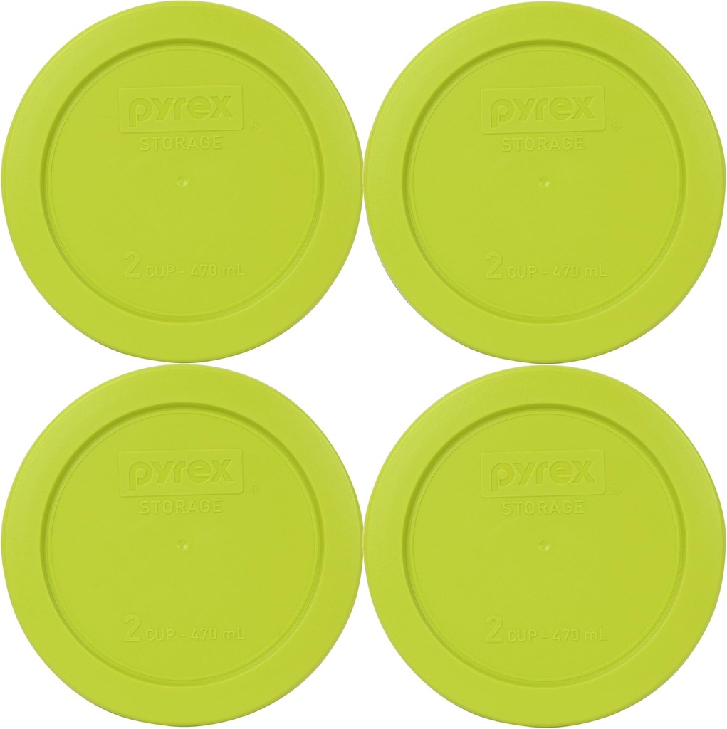 Pyrex 7200-PC 2-Cup Edamame Green Food Storage Replacement Lid (4-Pack) - Made in USA