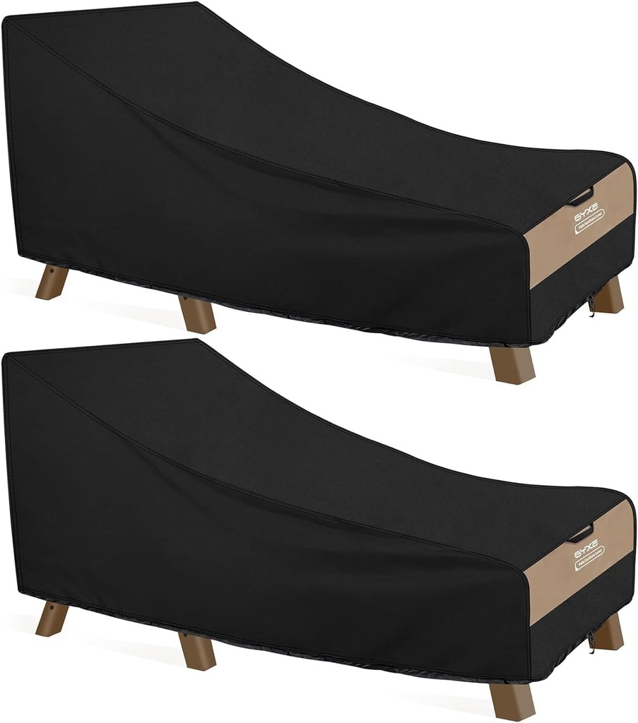2 Pack Outdoor Pool Lounge Chair Cover-Outdoor Patio Chaise Lounge Cover for Lawn Bench Furniture, Waterproof 600D Heavy Duty Fade-Resistant Outside Seating Covers, 84L x 32W x 32H inch, Black