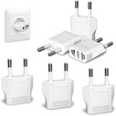 6 Pack European Travel Plug Adapter, US to Europe Plug Adapter, Type C Wall Outlet Converter for Europe, White