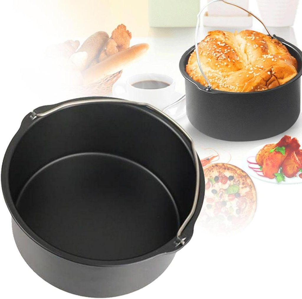 Air Fryer Cake Pan, Nonstick Baking Pans Barrel Air Fryer Bread Pizza Baking Pan Deep for Instan-t Pot Round Airfryer Cake Basket Pan Accessory Dishwasher Safe(SIZE:7 Inch)