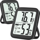 Antonki 2 Pack Room Thermometer for Home, Hygrometer Indoor Humidity Meter Gauge, Digital Temperature and Humidity Sensor Monitor for House, Terrarium, Incubator, Greenhouse - Battery Included