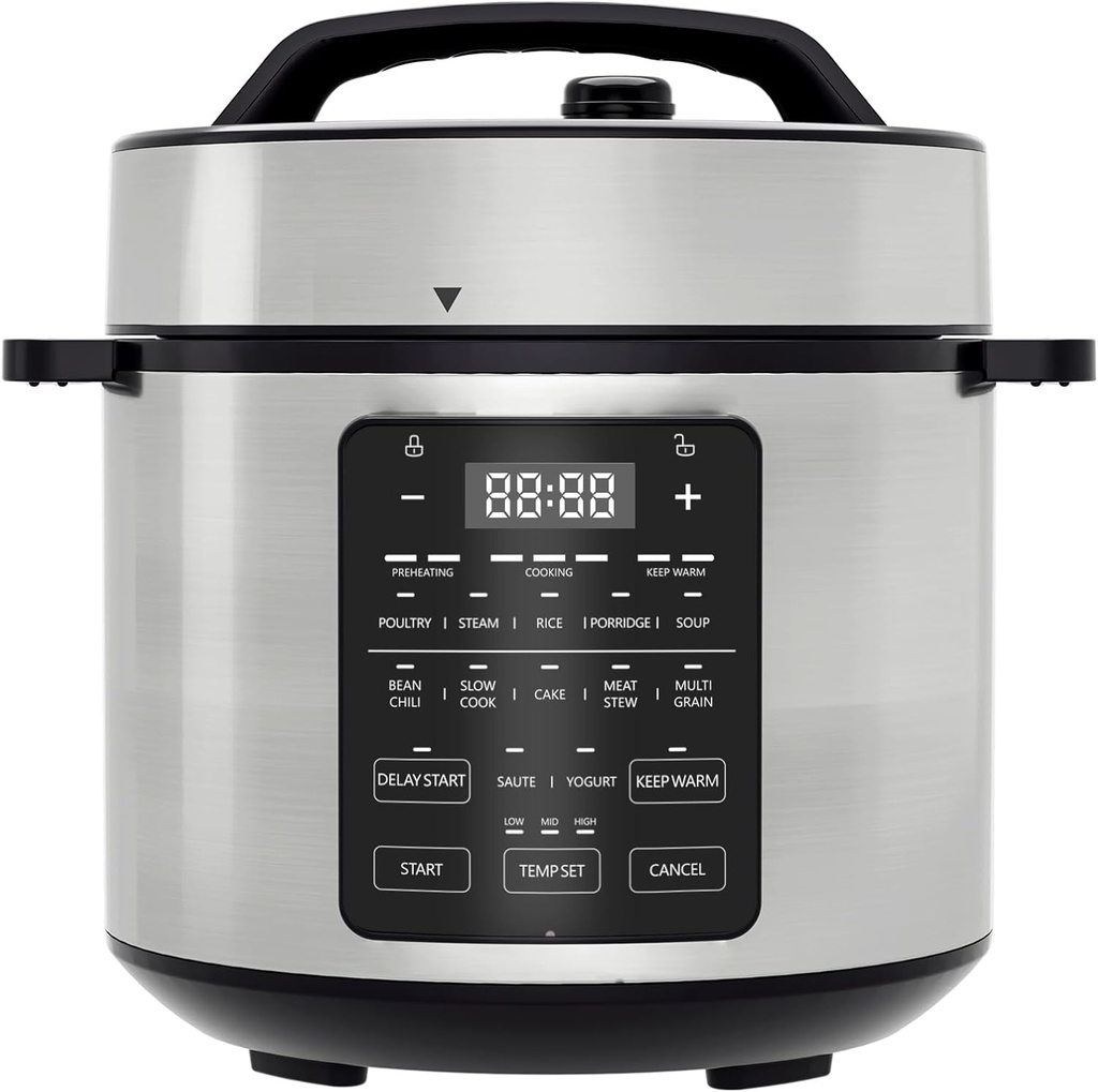 Electric Pressure Cooker, 6 Quart with 12 One-Touch Modes, Rice Cooker, Steamer, Yogurt Maker, Saute, Egg Cooker,Stainless Steel