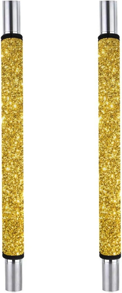 Beautiful Gold Bling Glitter Sparkles Pattern Refrigerator Door Handle Covers Set of 2 Washable Kitchen Appliance Handles Decor Protector for Oven Keep Off Food Stains, Oil