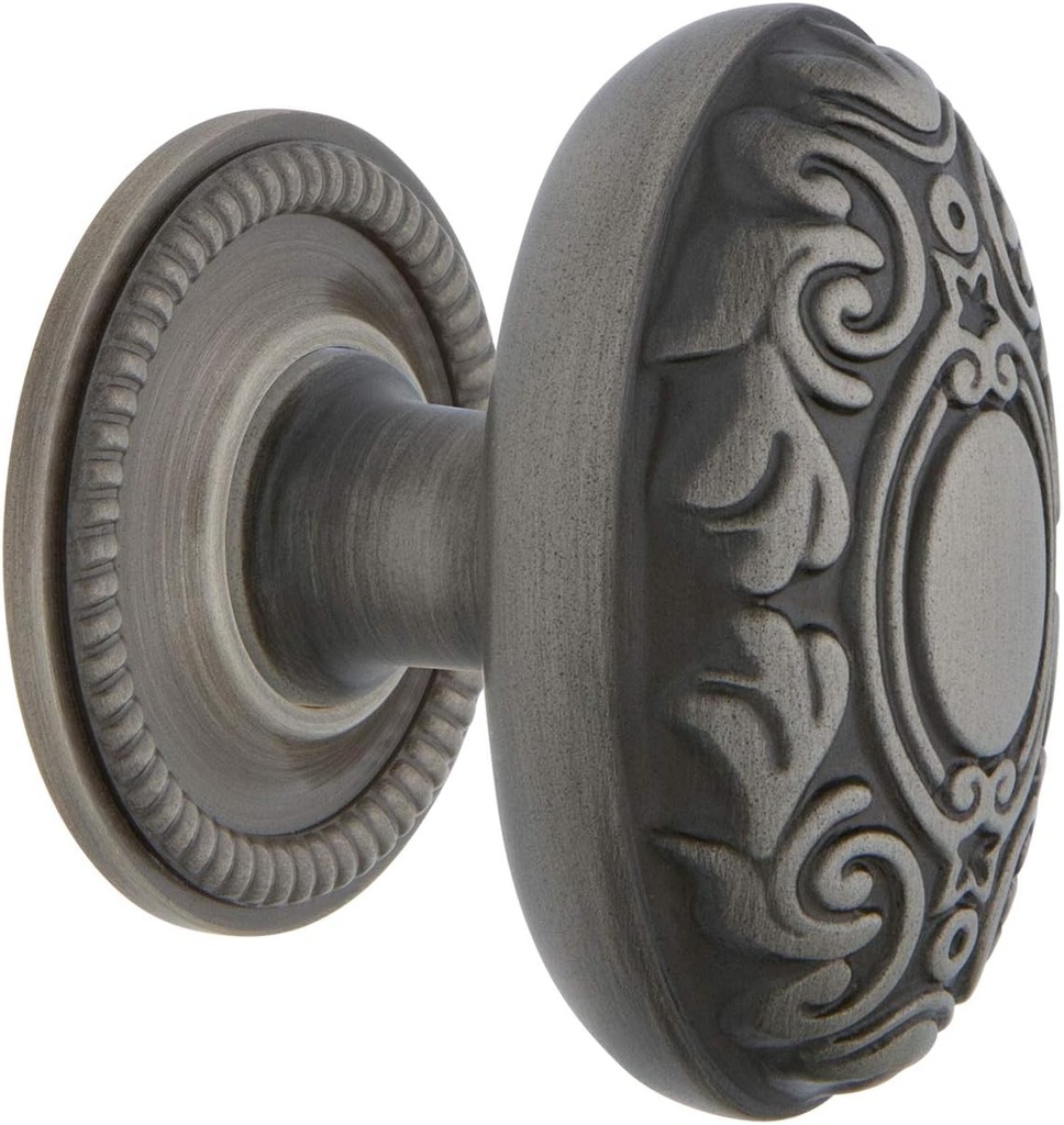 Nostalgic Warehouse Victorian Brass 1 3/4" Cabinet Knob with Rope Rose in Antique Pewter