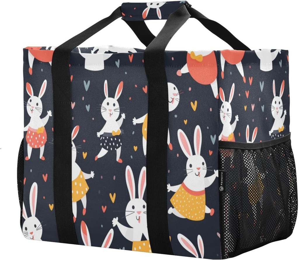 Dancing Rabbit Reusable Grocery Bags Shopping Bags Kitchen Travel Tote Bag Washable Beach Bag