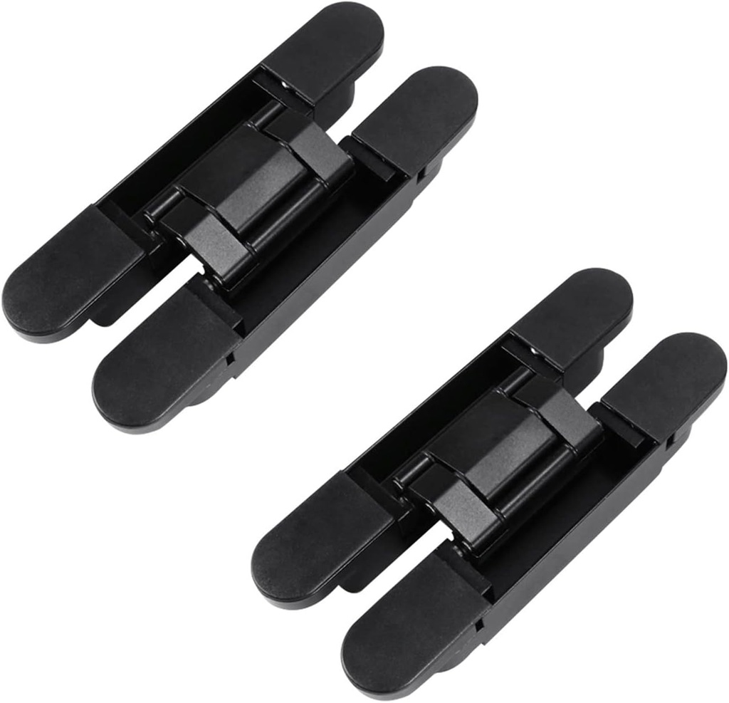 2 Pieces of 40 Kg Hardware Durable Black Zinc Alloy Door Hinges, Heavy-Duty Adjustable Invisible Household Hinges