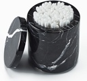 Black Marble Storage Canister, Cylinder 3 inch Diam x 3.5 Inch Ht Marble Jar with Lid, Natural Premium Bathroom Organizer for Cotton Balls, Jewery, Bath Salt, Q tip Holder for Powders, Countertop