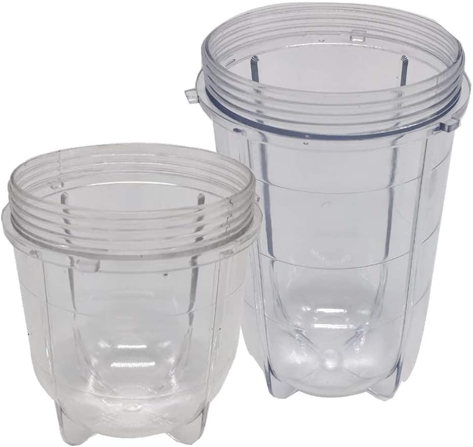 Replacement 16oz tall cup and 12oz short cups set for Magic bullet,MB1001/MB 1001B/MBR-1701 /MBR-1702 /MBR-1101 /MB-BX1770-02/MBR-030 Fits Original Magic Bullet Blender Juicer,e(1tall cup+1 short cup)
