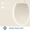 Plexon Toilet Seat, Elongated, Biscuit, Enameled Wood, 18.81"L x 14.25"W