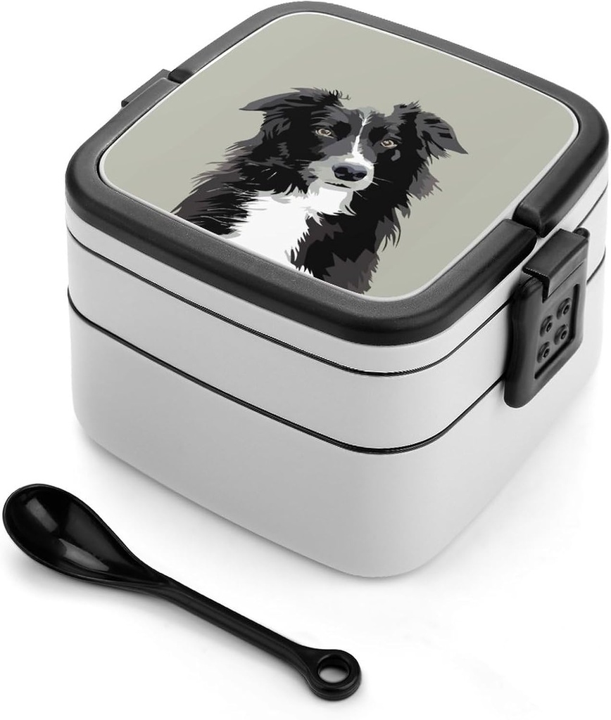 Cute Collie Dog Adult Bento Box Double Layer Lunch Box Lunch Container for Work Camping
