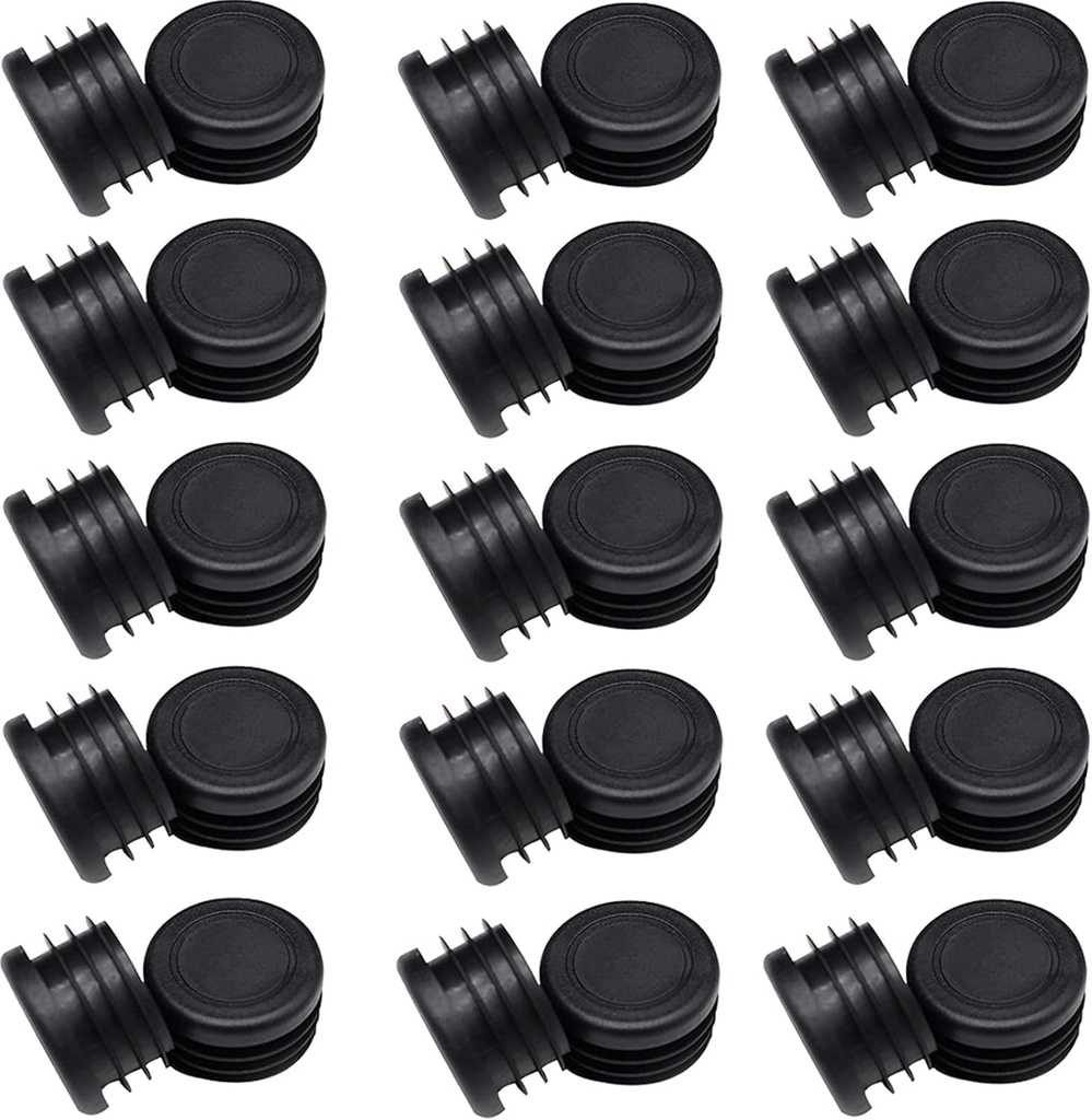 1" Round Tubing Plug End Caps,Tubing Post End Cap, Dia.25mm Black Plastic Round Plugs, Chair Glide Floor Protector(30 Pack)