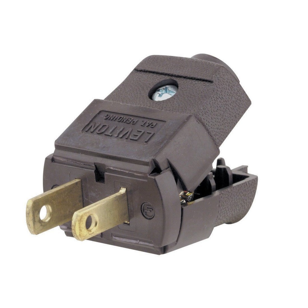 Leviton 15 Amp, 125 Volt, NEMA 1-15P, 2P, 2W, Plug, Straight Blade, Residential Grade, Polarized, Non-Grounding, 101-P, Brown