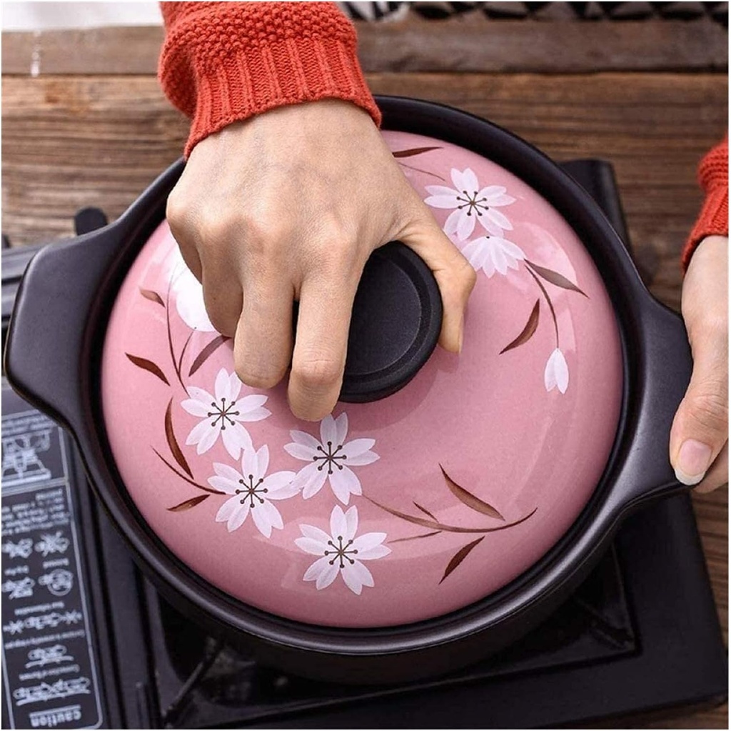 Ceramic Casserole Stockpot, Clay Pot for Cooking, Classic Stone wear Cooking Casserole with lid, Ceramic Non-Stick Coating Slow Cooker stew Pot Stew Pot Dinner, Kitchen (Size : 6L) ()