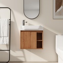 Bathroom Vanity, 24 Inch Floating Bathroom Sink Cabinet, Soft-Close Doors & White Ceramic Basin, Wooden Bathroom Vanity for Small Space, Oak