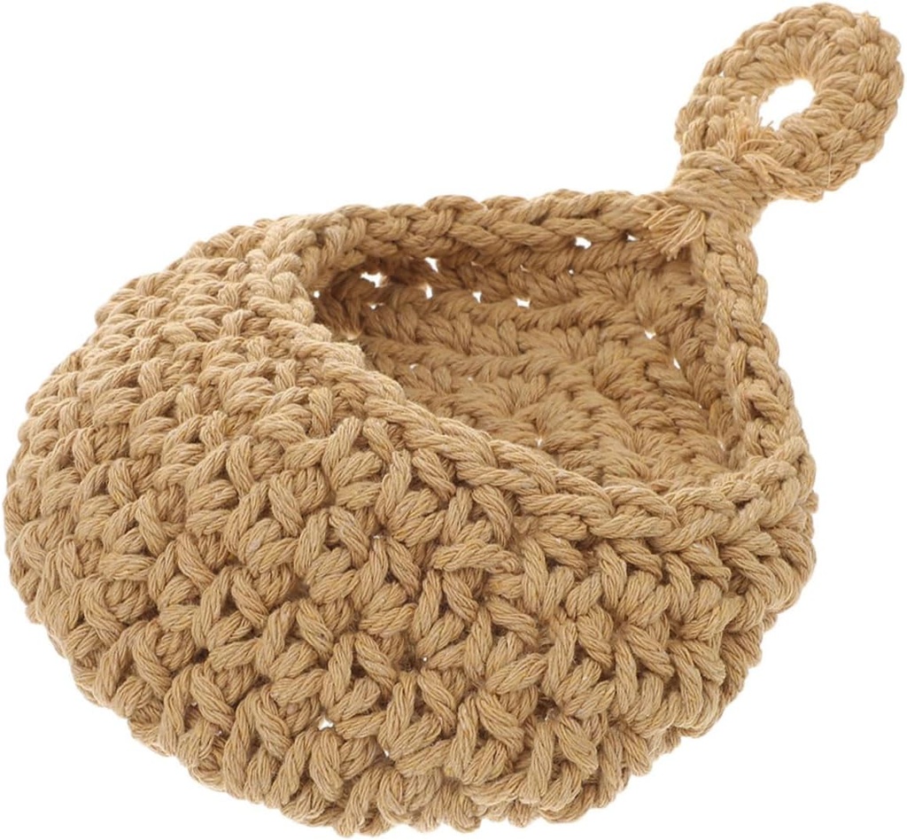 VICASKY Wall Mount Woven Rope Hanging Fruit and Vegetable Basket Decorative Storage for Kitchen and Pantry for Organizing Produce and Plants