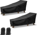 AGOOBO 2 Pack Patio Chaise Lounge Cover, Waterproof and UV Protection Durable Outdoor Back Patio Lounge Chair Cover, FurnitureStack-Able Chairs Cover with Storage Bag, Black