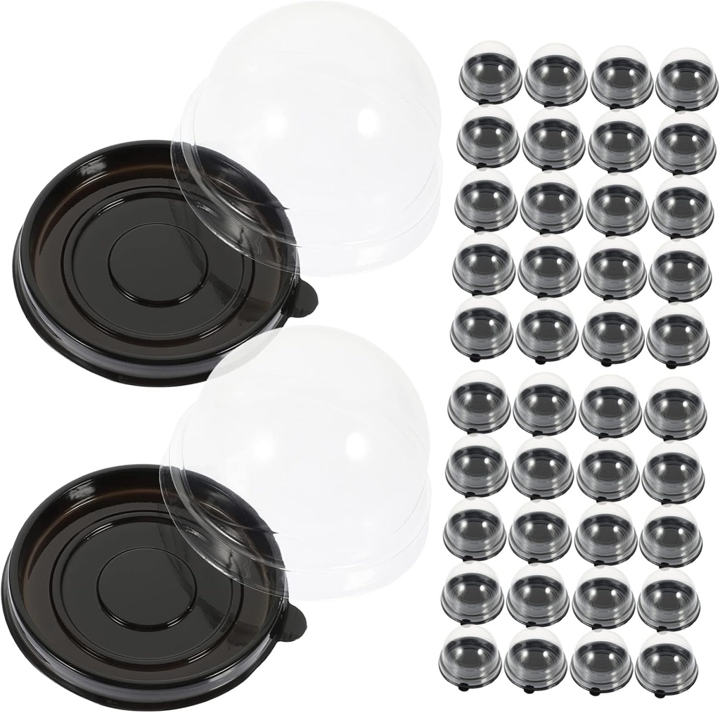 Alipis 50Pcs Transparent Dome Cupcake Boxes with Sealing Cover for Egg Yolk Puff Pastries Food Containers for Bakery Packaging and Desserts