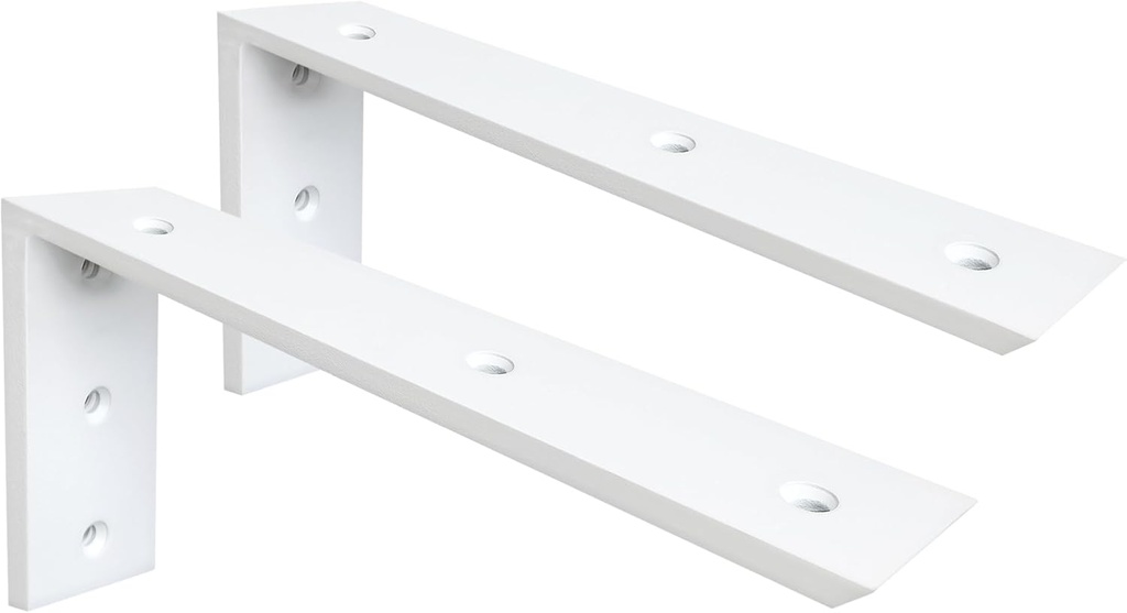 WINKER Countertop Support Bracket 2 Pack Heavy Duty 3/8" Thick Hidden L Shelf Bracket 12" x 6" x 2.5" Metal Corbels for Quartz/Granite/Wood/Concrete/Laminate Countertops, White