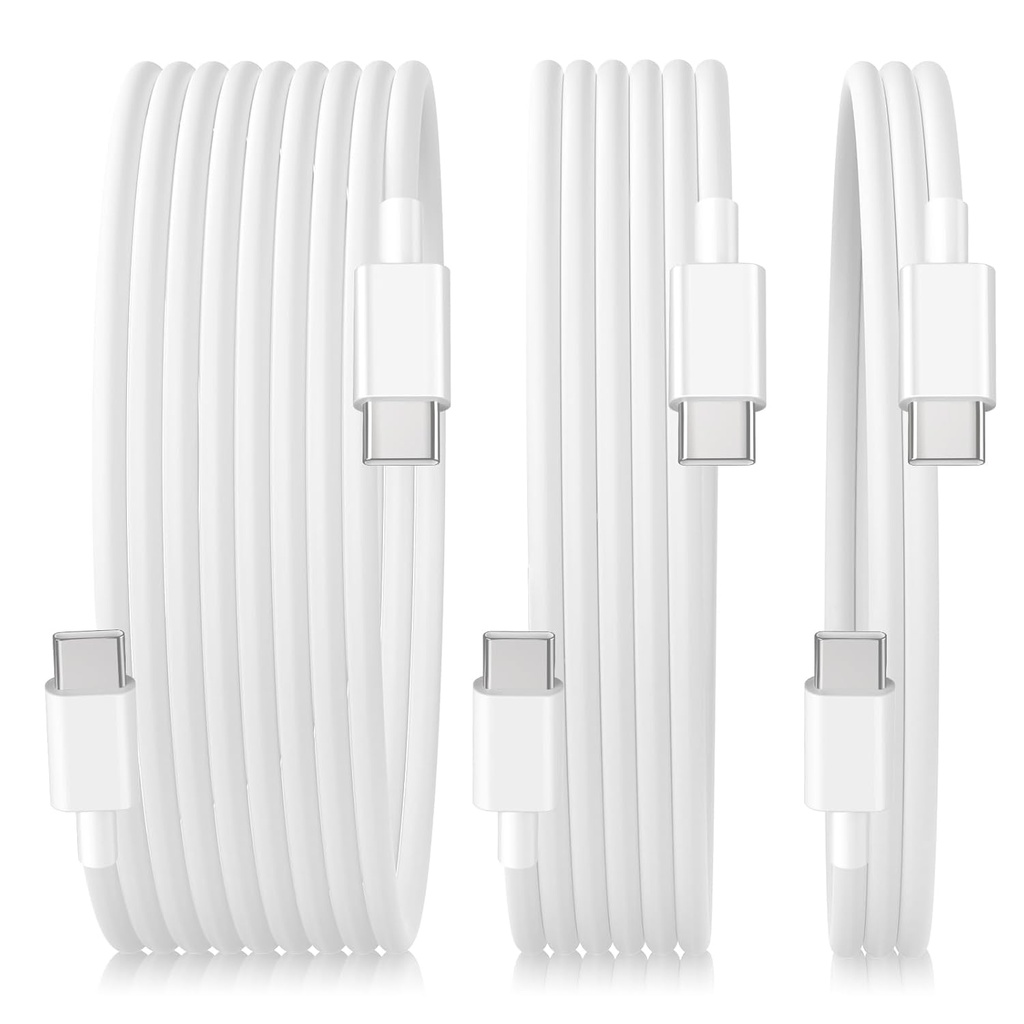 USB C to USB C Cable, (3Pack, 3/6/10FT) USBC 60W Fast Charging Cable for iPhone 17/16/15 Series, iPad mini/Air/Pro